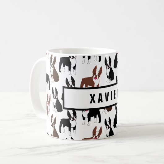 Boston Terrier Mama oder Vater Name Kaffeebezeichn Kaffeetasse (Vorderseite Links)
