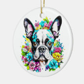 Boston Terrier Mama Paw Print Keramik Ornament (Links)