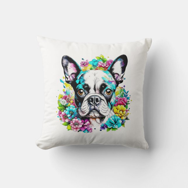 Boston Terrier Mama Pawprint Kissen (Vorderseite)
