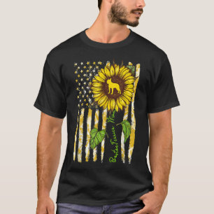 Boston Terrier Mama Sunflower American Flag Hund T-Shirt