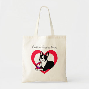 Boston-Terrier-Mama u. hoher Heels-Cartoon Tragetasche
