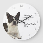 Boston-Terrier-Mama-Uhr Große Wanduhr (Vorderseite)