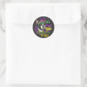 Boston Terrier Mardi Gras Y'all Carnival Masquerad Runder Aufkleber (Tasche)