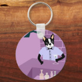Boston Terrier Martini Bar Schlüsselanhänger (Vorderseite)