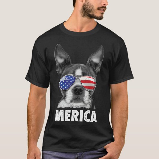 Boston Terrier Merica 4. Juli für Männer Frauen B T-Shirt (Vorderseite)