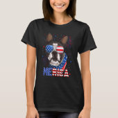 Boston Terrier Merica Sonnenbrille 4. Juli Ameri T-Shirt (Vorderseite)