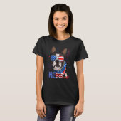 Boston Terrier Merica Sonnenbrille 4. Juli Ameri T-Shirt (Vorne ganz)