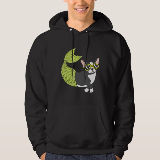 Boston Terrier Mermaid Merboston zu Cool für Scho Hoodie (Vorderseite)