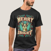 Boston Terrier Merry Bright Weihnachtsmann T-Shirt (Vorderseite)