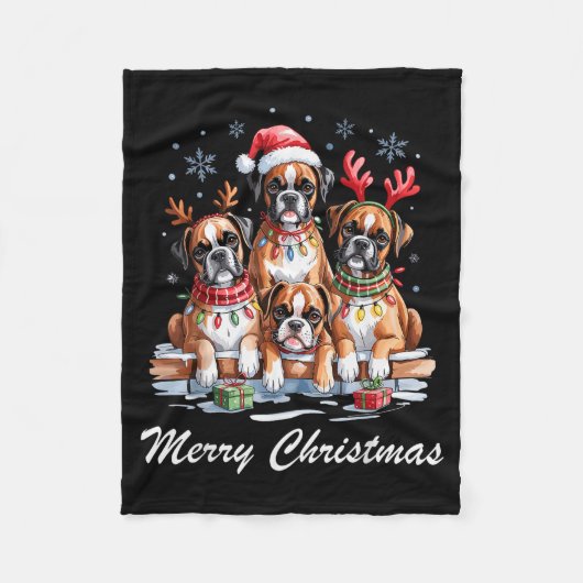 Boston Terrier Merry Christmas Funny Dog Lovers Ho Fleecedecke (Vorderseite)