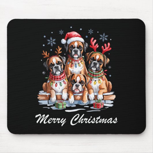 Boston Terrier Merry Christmas Funny Dog Lovers Ho Mousepad (Vorne)