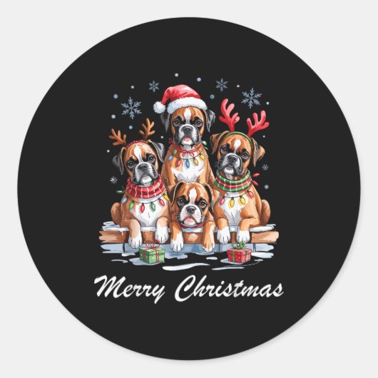 Boston Terrier Merry Christmas Funny Dog Lovers Ho Runder Aufkleber (Vorderseite)