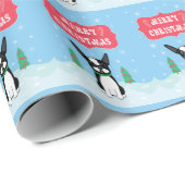 Boston Terrier Merry Christmas Geschenkpapier (Rolleneckpunkt)