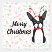Boston Terrier Merry Christmas Stickers (Vorderseite)