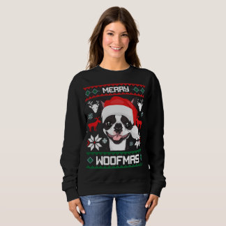 Boston Terrier Merry Woofmas Weihnachten Sweatshirt