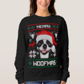 Boston Terrier Merry Woofmas Weihnachten Sweatshirt (Vorderseite)