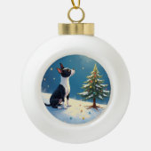 Boston Terrier Midnight Star-Gazing Christmas Keramik Kugel-Ornament (Vorderseite)