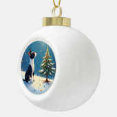 Boston Terrier Midnight Star-Gazing Christmas Keramik Kugel-Ornament (Rechts)
