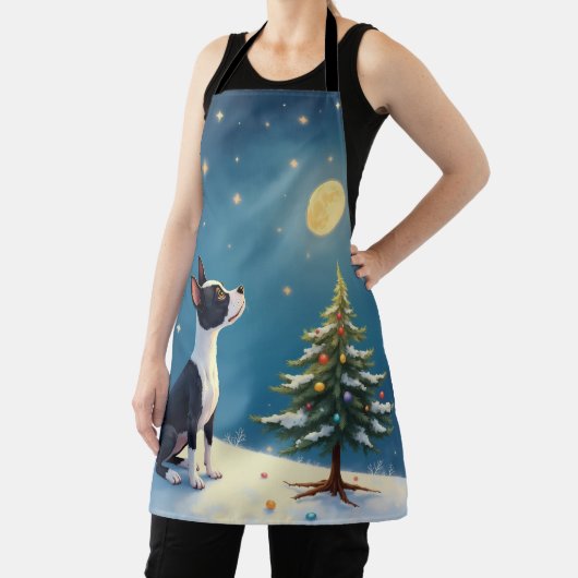 Boston Terrier Midnight Star-Gazing Christmas Schürze (InSitu)