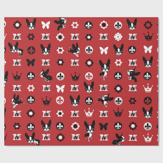 Boston Terrier Mirabelle Wrapping Paper Geschenkpapier (Flach)