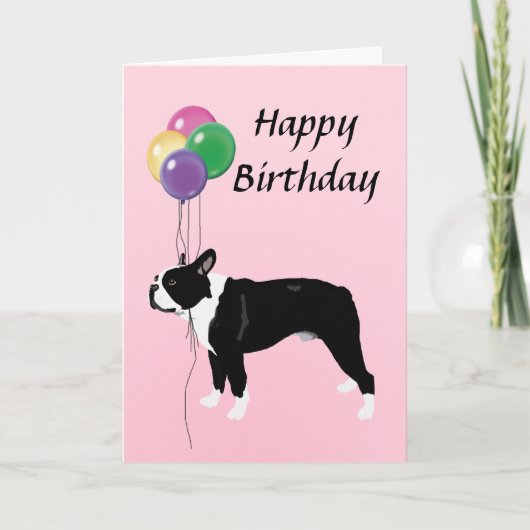 Boston Terrier mit Ballon-alles Gute zum Karte (Vorderseite)