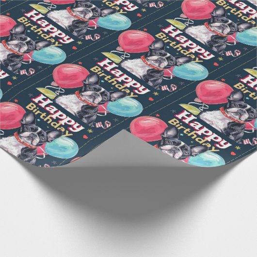 Boston Terrier mit Balloons Geschenkpapier (Ecke)