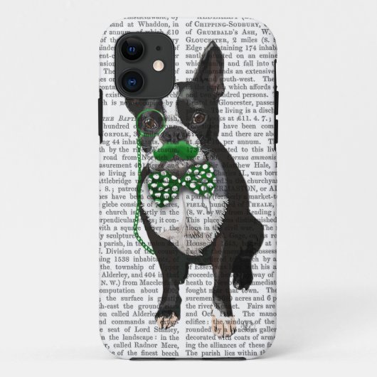 Boston Terrier mit dem grünen Schnurrbart und Case-Mate iPhone Hülle (Rückseite)