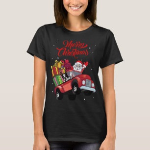 Boston Terrier mit dem Weihnachtsmann in Red Truck T-Shirt