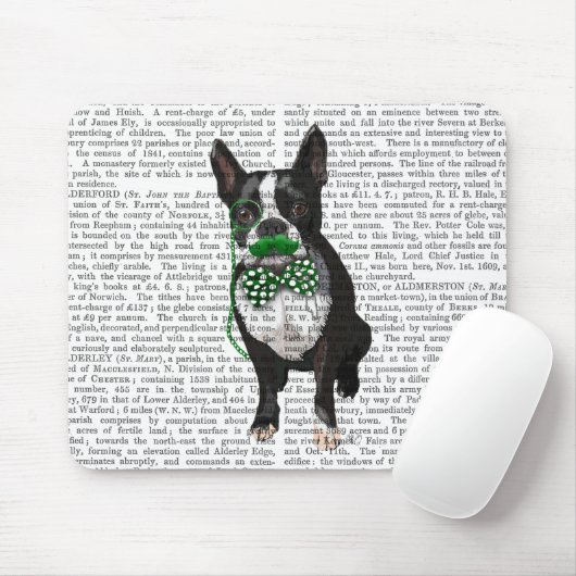 Boston Terrier mit grünem Mustache und Spott Mousepad (Mit Mouse)