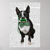 Boston Terrier mit grünem Schnurrbart Poster (Vorne)