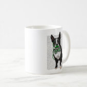 Boston Terrier mit grünem Schnurrbart und Spott 2 Kaffeetasse (VorderseiteRechts)