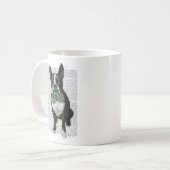 Boston Terrier mit grünem Schnurrbart und Spott 2 Kaffeetasse (Vorderseite Links)