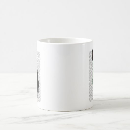 Boston Terrier mit grünem Schnurrbart und Spott 2 Kaffeetasse (Mittel)