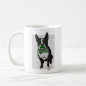 Boston Terrier mit grünem Schnurrbart und Spott 2 Kaffeetasse (Links)