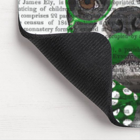 Boston Terrier mit grünem Schnurrbart und Spott 2 Mousepad (Ecke)