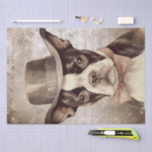 Boston Terrier mit Hat Vintag Seidenpapier (Handwerk)