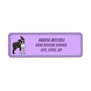 Boston Terrier mit hellpurpurnen Tatzen-Drucken