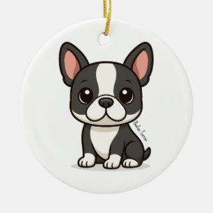 Boston Terrier mit individuellem Namen Keramik Ornament