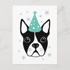 Boston Terrier mit Party, der Happy Birthday Card Einladungspostkarte