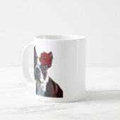 Boston Terrier mit Rose auf Head Kaffeetasse (Vorderseite Links)