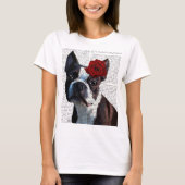 Boston Terrier mit Rose auf Head T-Shirt (Vorderseite)