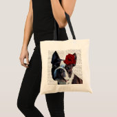 Boston Terrier mit Rose auf Head Tragetasche (Vorderseite (Produkt))