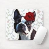 Boston Terrier mit Rose auf Nummer 2 Mousepad (Mit Mouse)