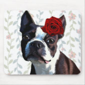 Boston Terrier mit Rose auf Nummer 2 Mousepad (Vorne)