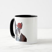Boston Terrier mit Rose auf Nummer 2 Tasse (Vorderseite Links)