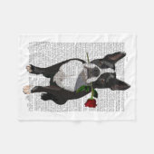 Boston Terrier mit Rose im Mund Fleecedecke (Vorderseite (Horizontal))