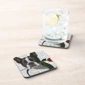 Boston Terrier mit Rose im Mund Getränkeuntersetzer (Rechte Seite)