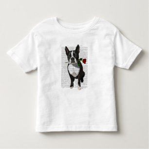 Boston Terrier mit Rose im Mund Kleinkind T-shirt