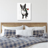 Boston Terrier mit Rose im Mund Leinwanddruck (Insitu (Schlafzimmer))