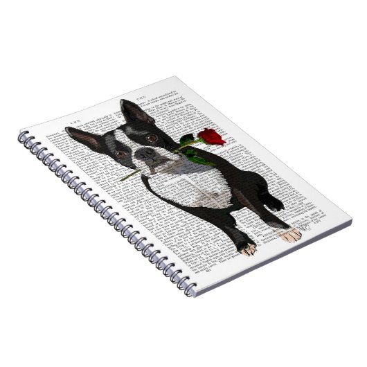 Boston Terrier mit Rose im Mund Notizblock (Rechte Seite)